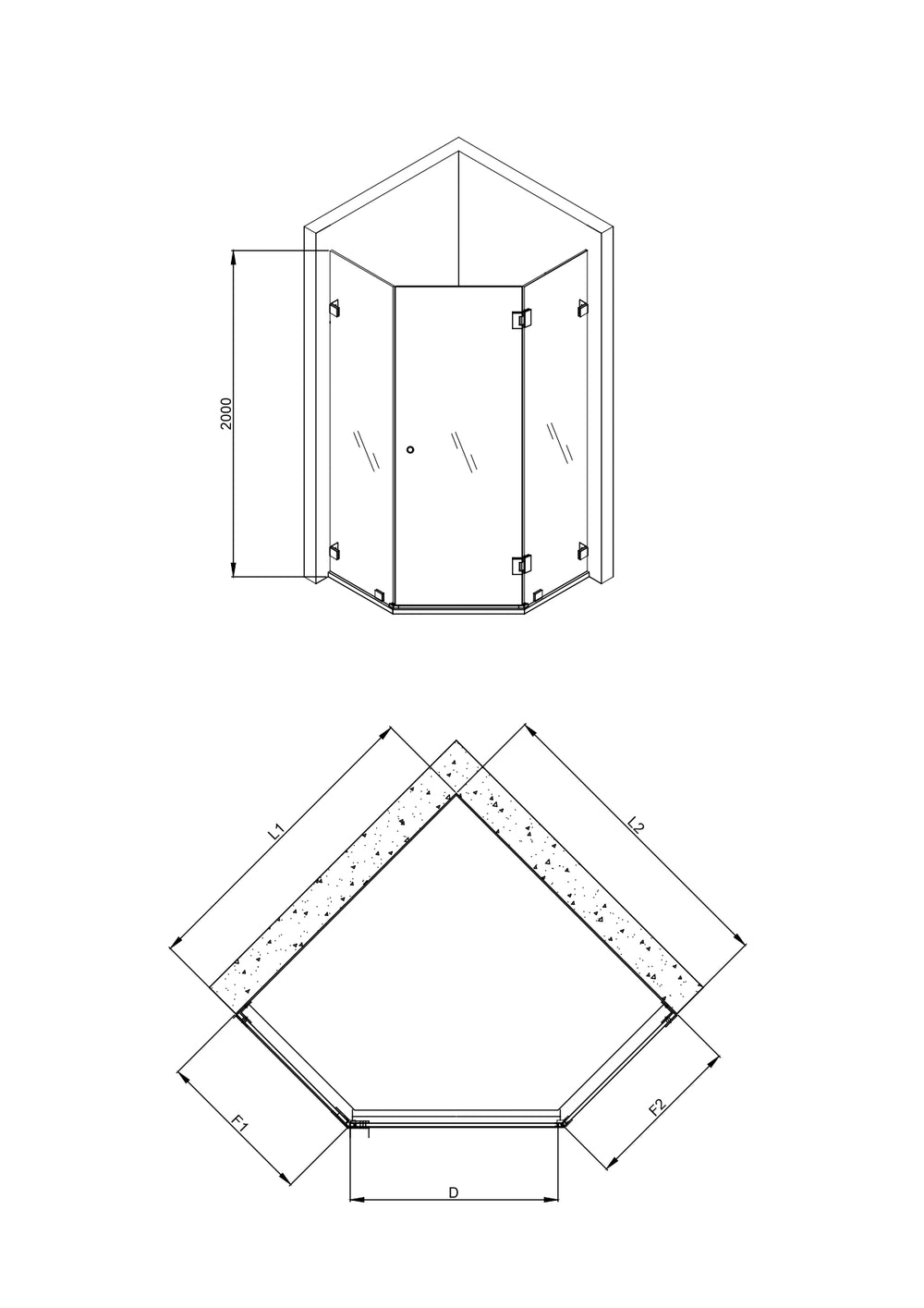 COVEY WALL TO WALL DIAMOND FRAMELESS PIVOT HINGE DOOR BRUSHED BRONZE