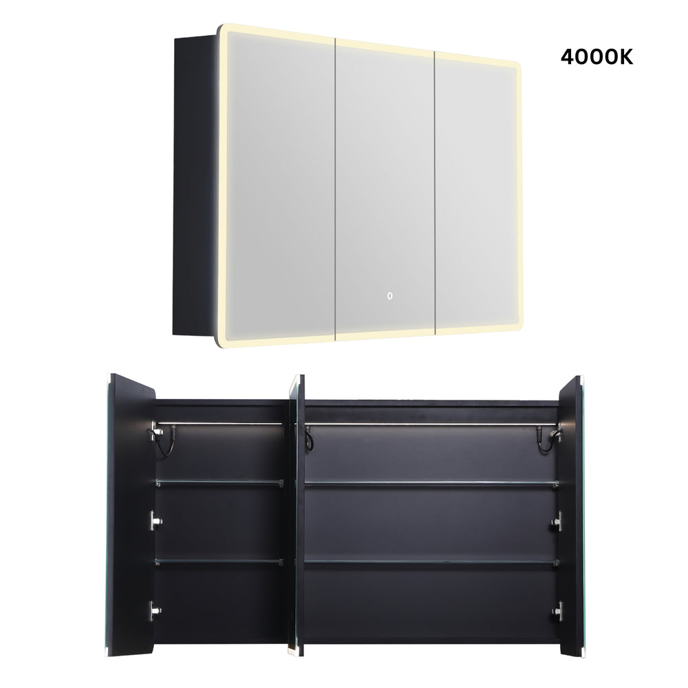 LUKKA AVOLA MATTE BLACK LED MIRROR SHAVING CABINET WITH 3 COLOUR LIGHTS 1200X750MM