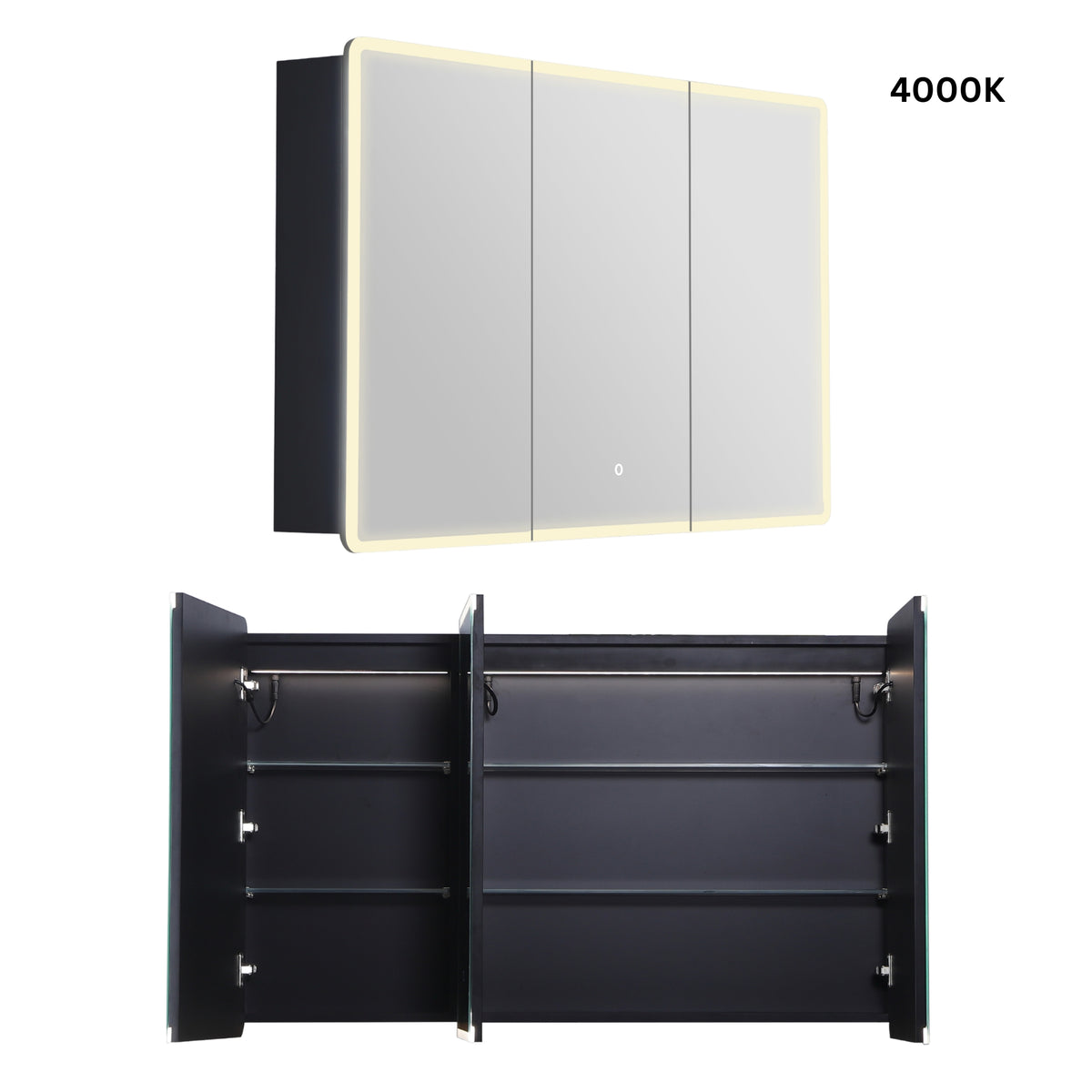 LUKKA AVOLA MATTE BLACK LED MIRROR SHAVING CABINET WITH 3 COLOUR LIGHTS 1200X750MM