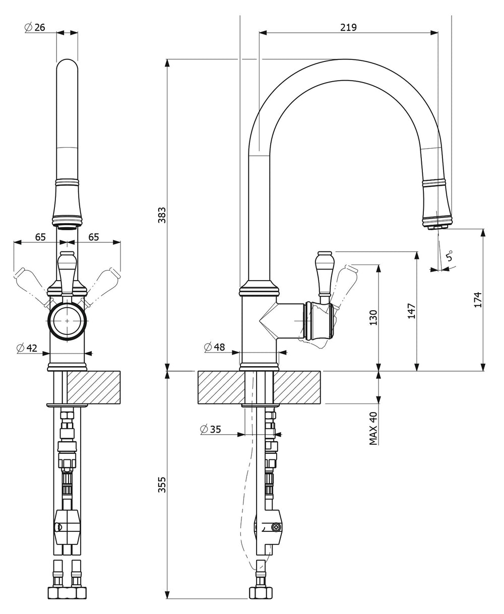 ARMANDO VICARIO PROVINCIAL PULL-OUT SINK MIXER BRUSHED NICKEL