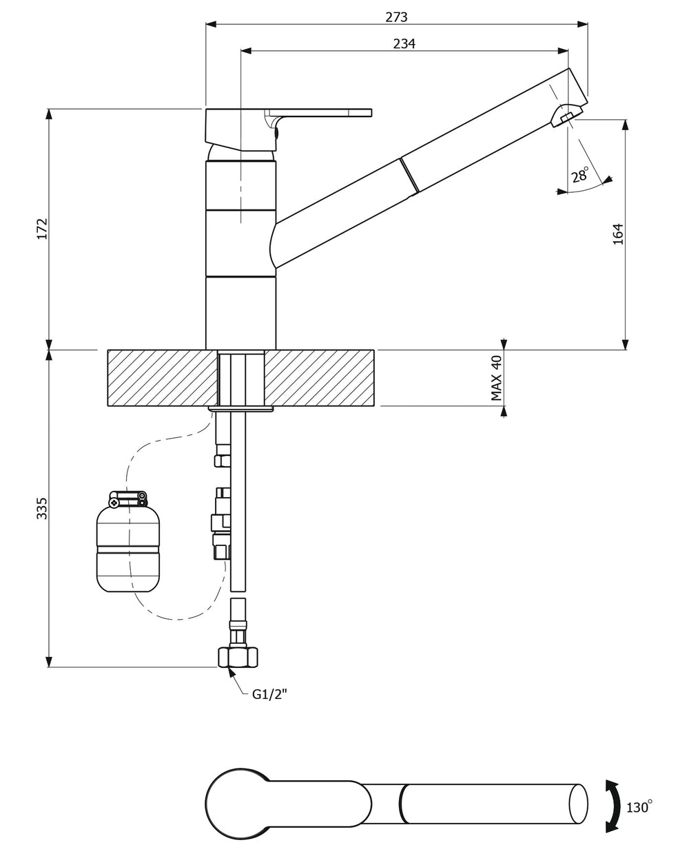 ARMANDO VICARIO ISA PULL-OUT SINK MIXER CHROME AND ALPINA