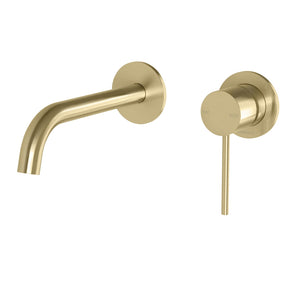 PHOENIX VIVID SLIMLINE SWITCHMIX WALL BASIN / BATH MIXER SET BRUSHED GOLD