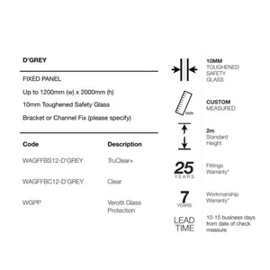 VEROTTI D'GREY FRAMELESS SHOWER SCREEN WITH DIGITAL PRINT GLASS 1200X2000MM