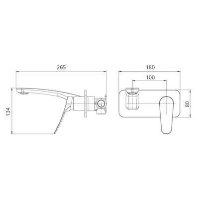 OLIVERI VERONA LEAD FREE WALL MIXER SET 180MM GUN METAL