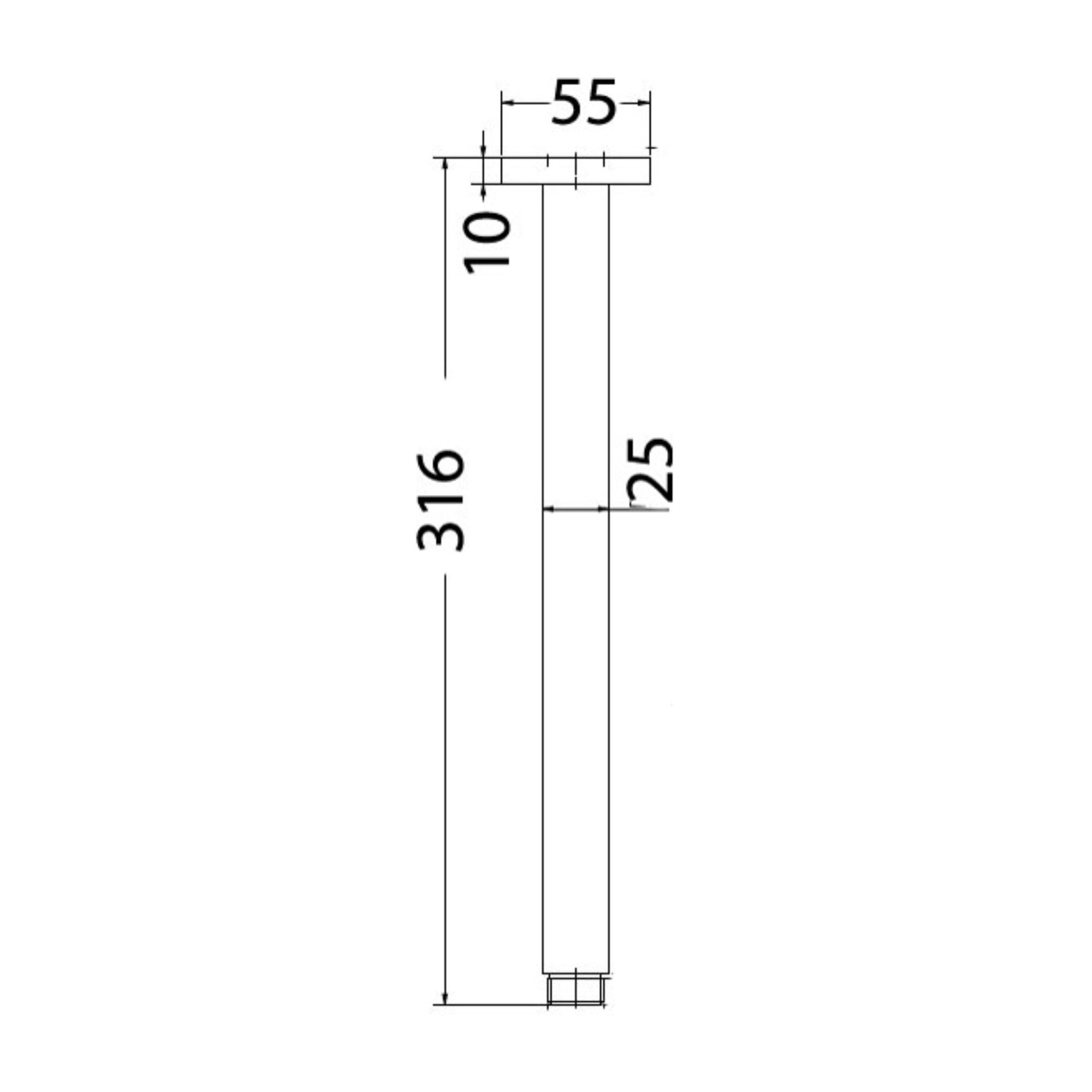 IKON SQUARE VERTICAL SHOWER ARM 310MM CHROME