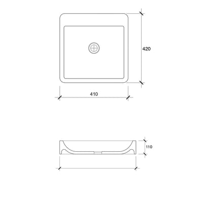 VEROTTI DAKOTA ABOVE COUNTER CONCRETE BASIN MATTE GREY 410MM