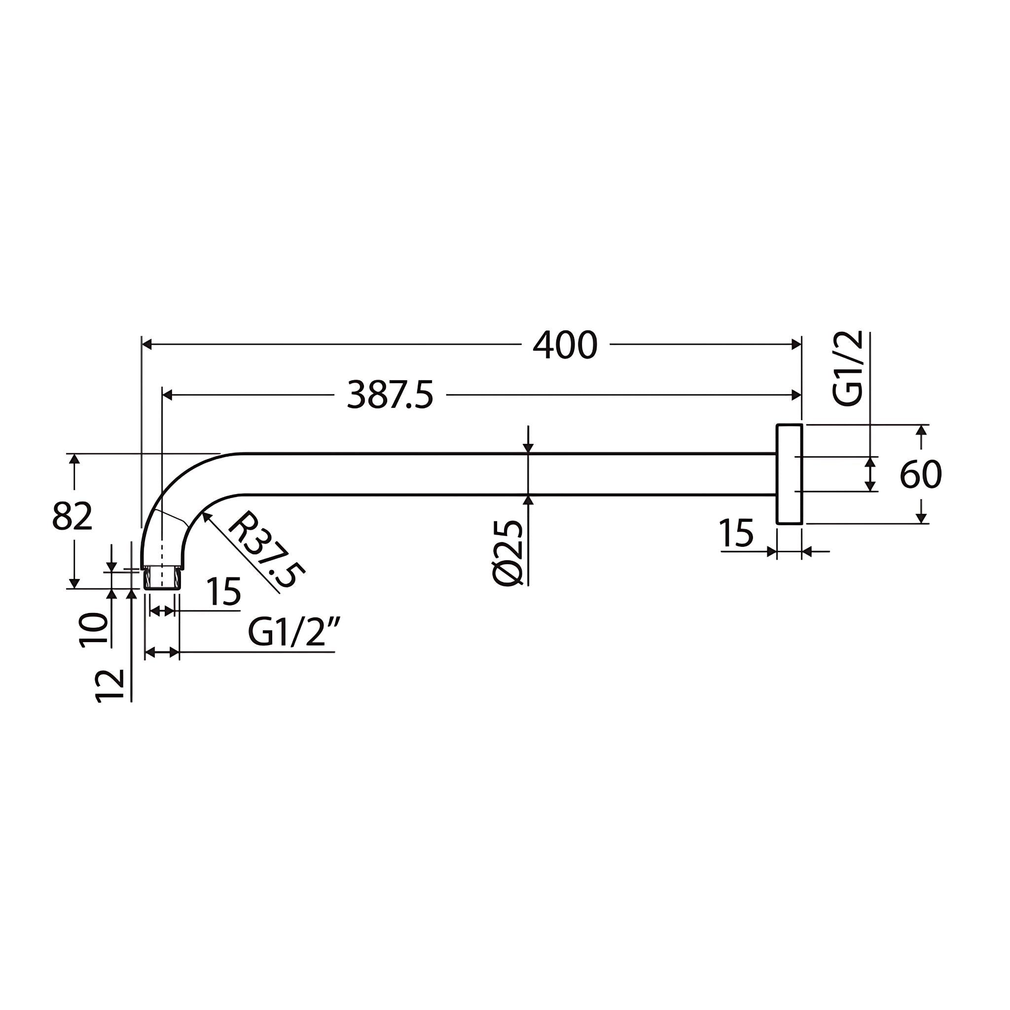 FIENZA KAYA SHOWER ARM 400MM BRUSHED COPPER