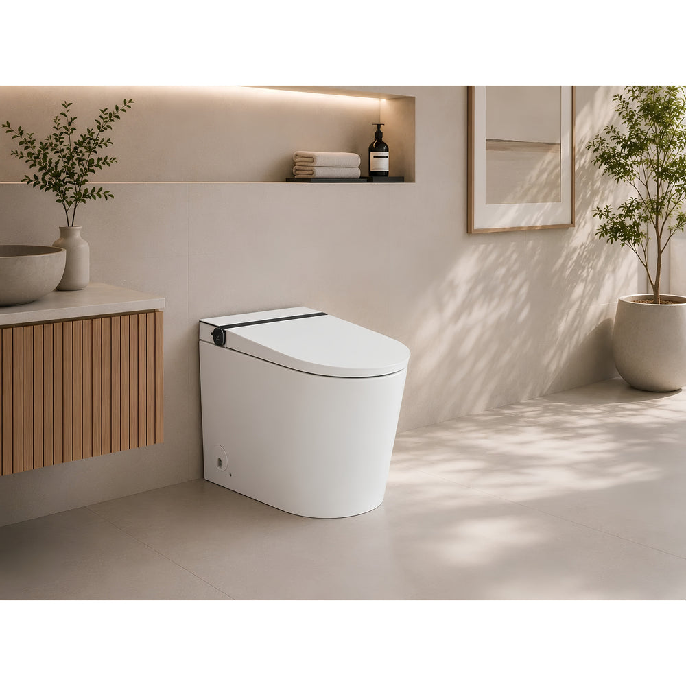 KOHLER X ENGLEFIELD SAPPHIRE RIMLESS INTELLIGENT FLOOR STANDING TOILET D-SHAPE WHITE