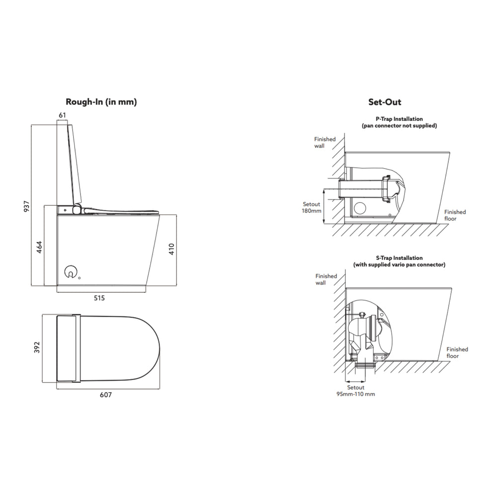 KOHLER X ENGLEFIELD SAPPHIRE RIMLESS INTELLIGENT FLOOR STANDING TOILET D-SHAPE WHITE