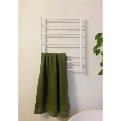 THERMOGROUP ROUND LADDER HEATED TOWEL RAIL SATIN WHITE 600MM