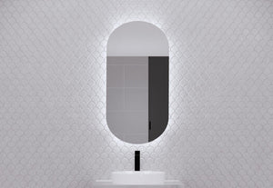 RIVA PARIS MATTE BLACK LED SHAVING CABINET 450X870MM