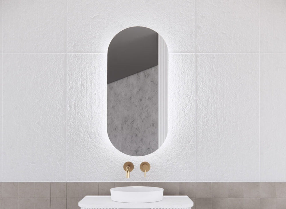 RIVA PARIS MATTE WHITE LED SHAVING CABINET 450X870MM