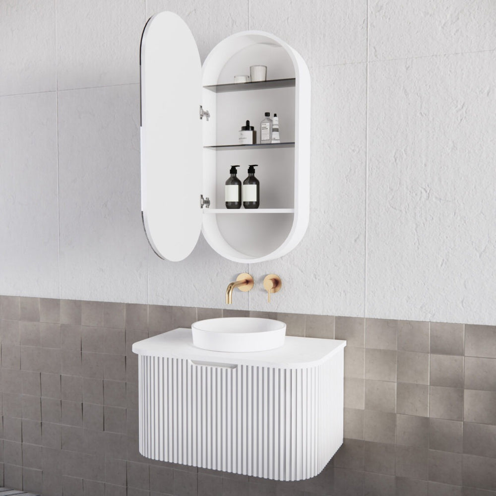 RIVA LONDON MATTE WHITE SHAVING CABINET 450X870MM