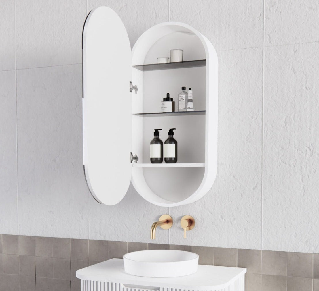 RIVA LONDON MATTE WHITE SHAVING CABINET 450X870MM