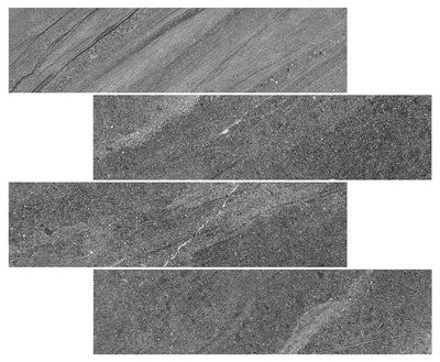 MUSES CREST DARK GREY FELLTEC 75X300MM SUBWAY TILE (PER BOX)