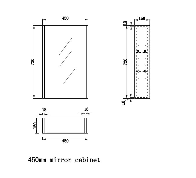 RIVA GENEVA AMERICAN OAK FLUTED MIRROR CABINET 450MM