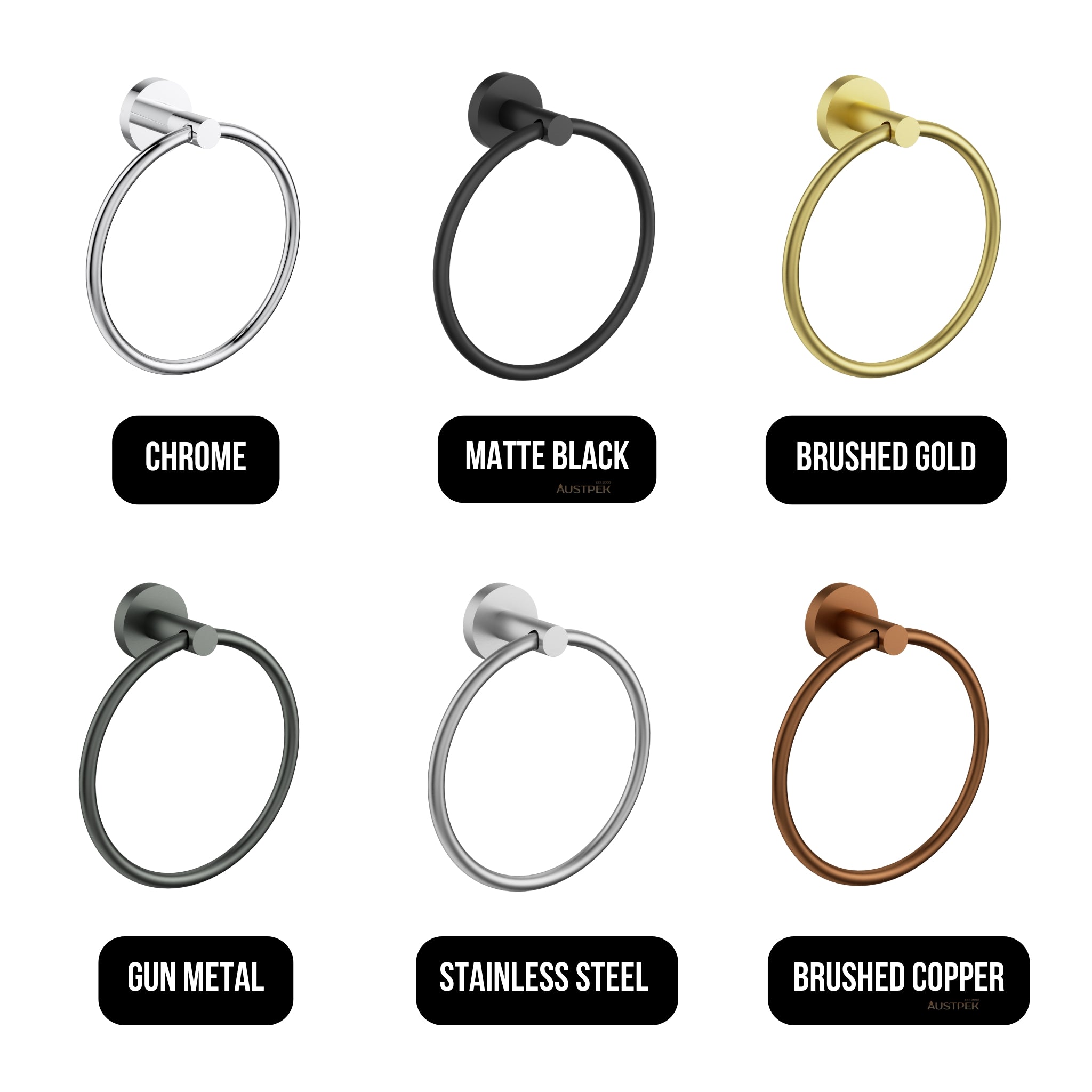 IKON OTUS SLIMLINE TOWEL RING 190MM BRUSHED GOLD