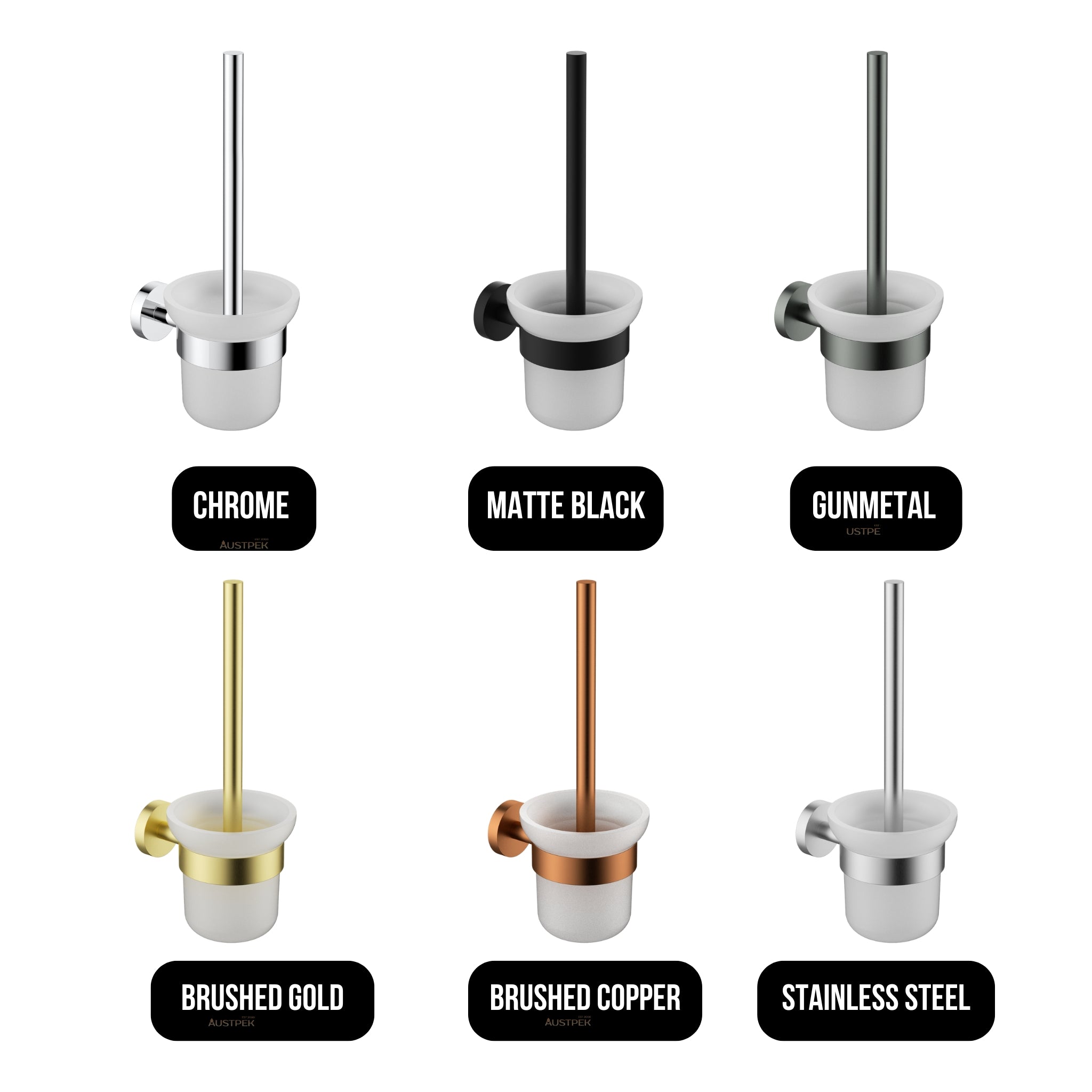IKON OTUS SLIMLINE SS304 TOILET BRUSH SET 350MM BRUSHED COPPER