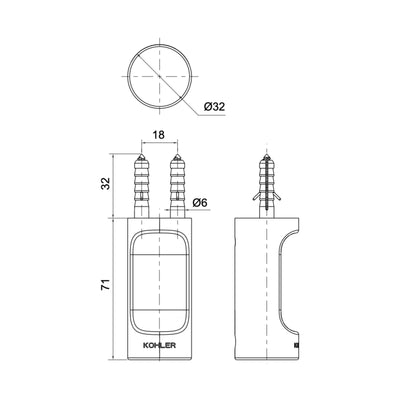 KOHLER JULY ROBE HOOK MATTE BLACK 71MM