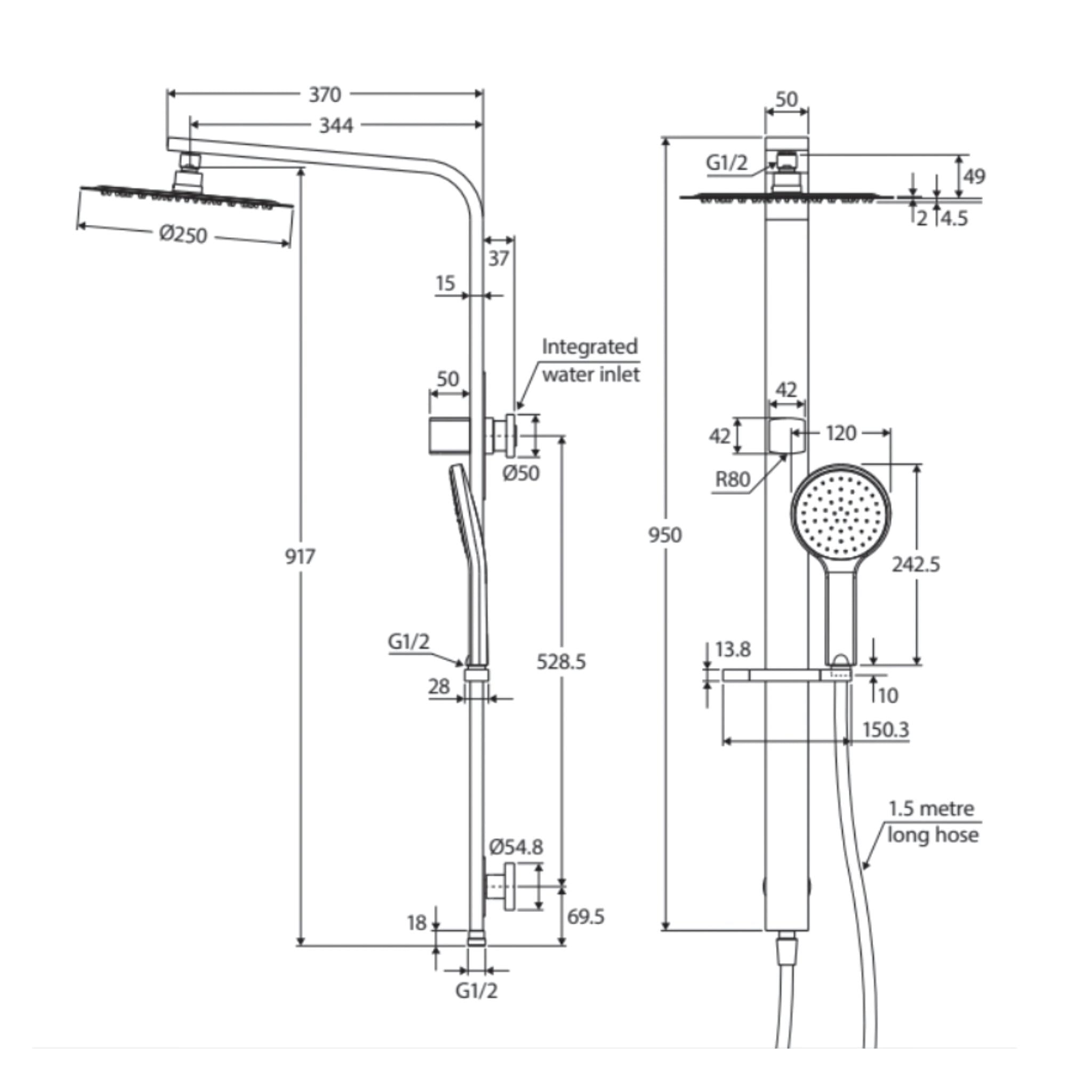 FIENZA KAYA DELUXE TWIN SHOWER BRUSHED NICKEL