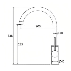 INSPIRE ROUL SINK MIXER 338MM GUN METAL