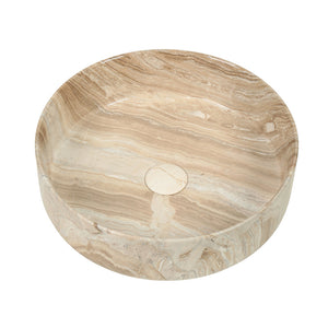 CLAYA ROUND ABOVE COUNTER BASIN GLOSS STONE MARBLE VEIN LOOK 400MM