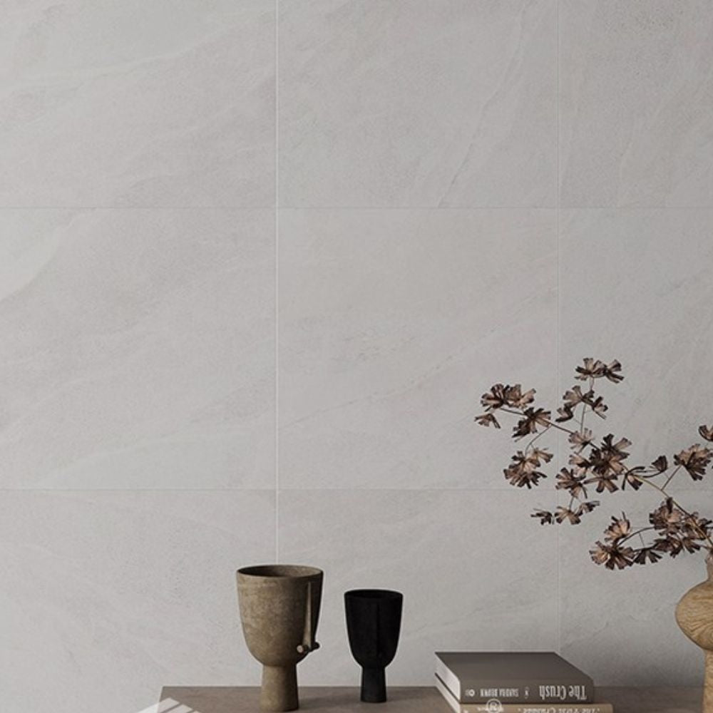 EVERSTONE SAINT MACOUX WHITE NATURAL 600X600MM SQUARE TILE (PER BOX)