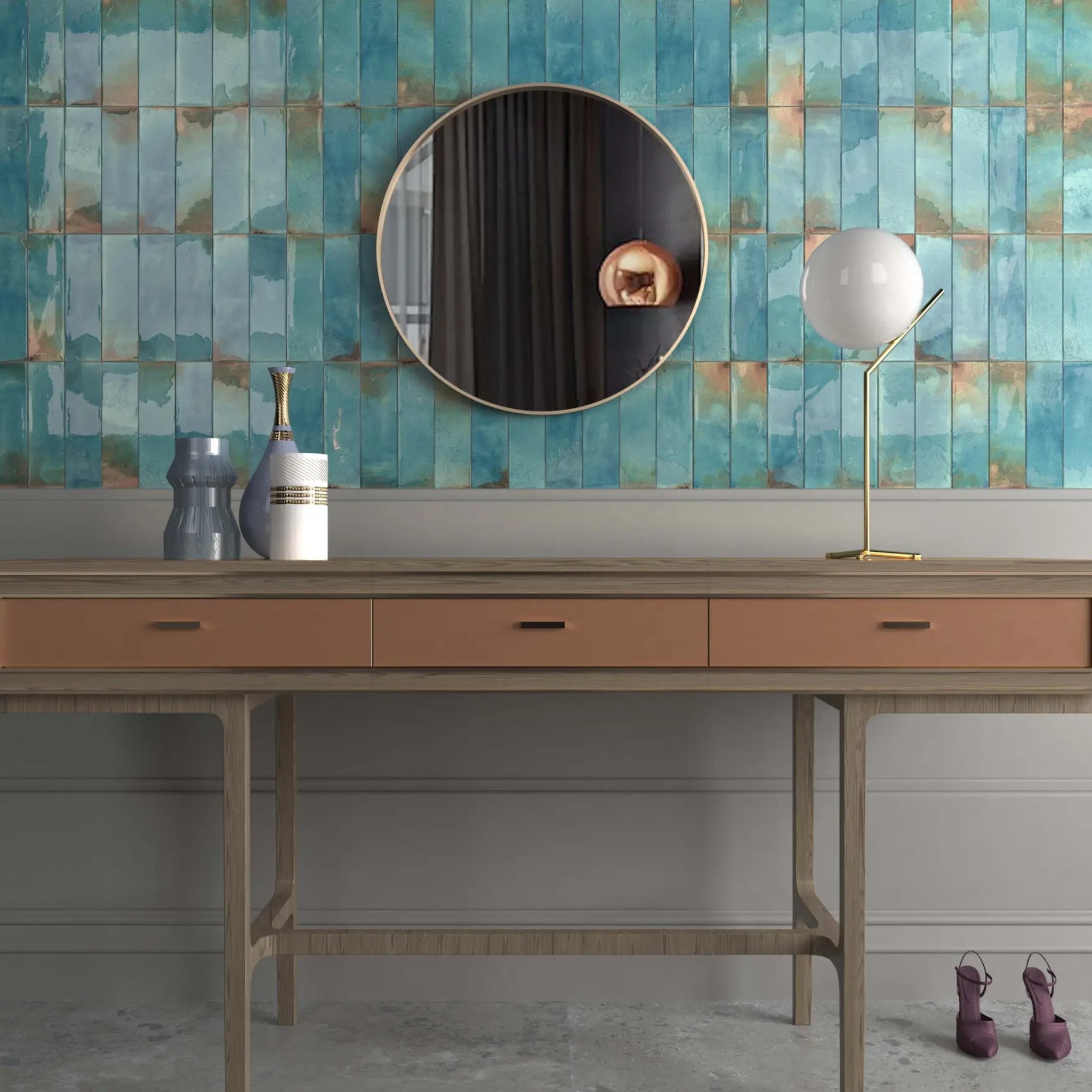 ELITE IMPORTERS GRANADELLA CIELO GLOSS 64X223MM RECTANGLE TILE (PER BOX)