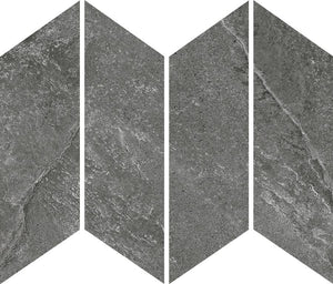 MUSES ARDESIA BLACK FELLTEC 73X260MM CHEVRON MOSAIC TILE (PER BOX)