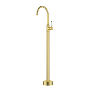 IKON CLASICO WALL BASIN MIXER CERAMIC HANDLE BRUSHED GOLD