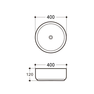 RIVA 499 FLUTED ABOVE COUNTER BASIN GLOSS WHITE 400MM