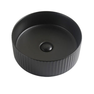 RIVA 499 FLUTED ABOVE COUNTER BASIN MATTE BLACK 360MM