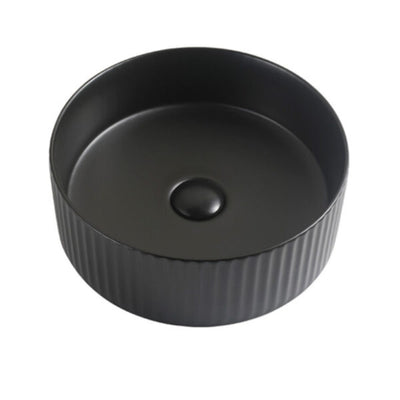 RIVA 499 FLUTED ABOVE COUNTER BASIN MATTE BLACK 360MM