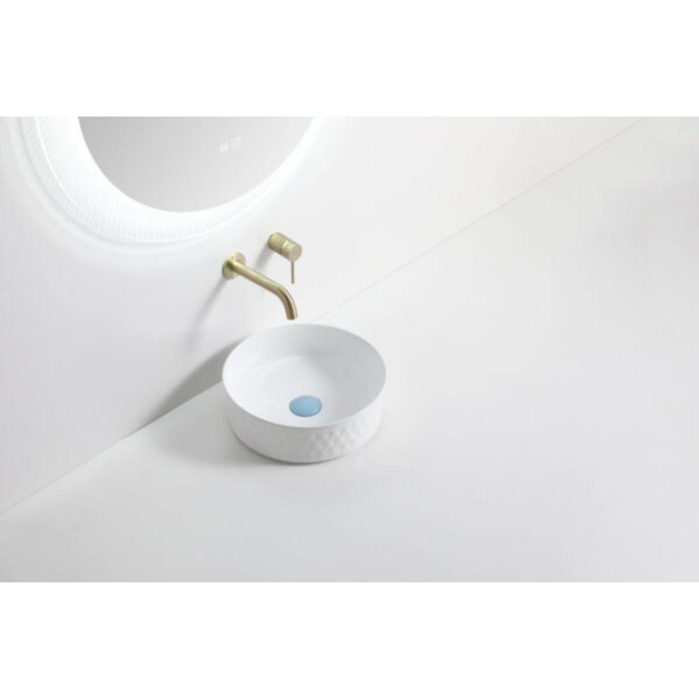 RIVA 499 LATTICE PATTERN ABOVE COUNTER BASIN GLOSS WHITE 360MM