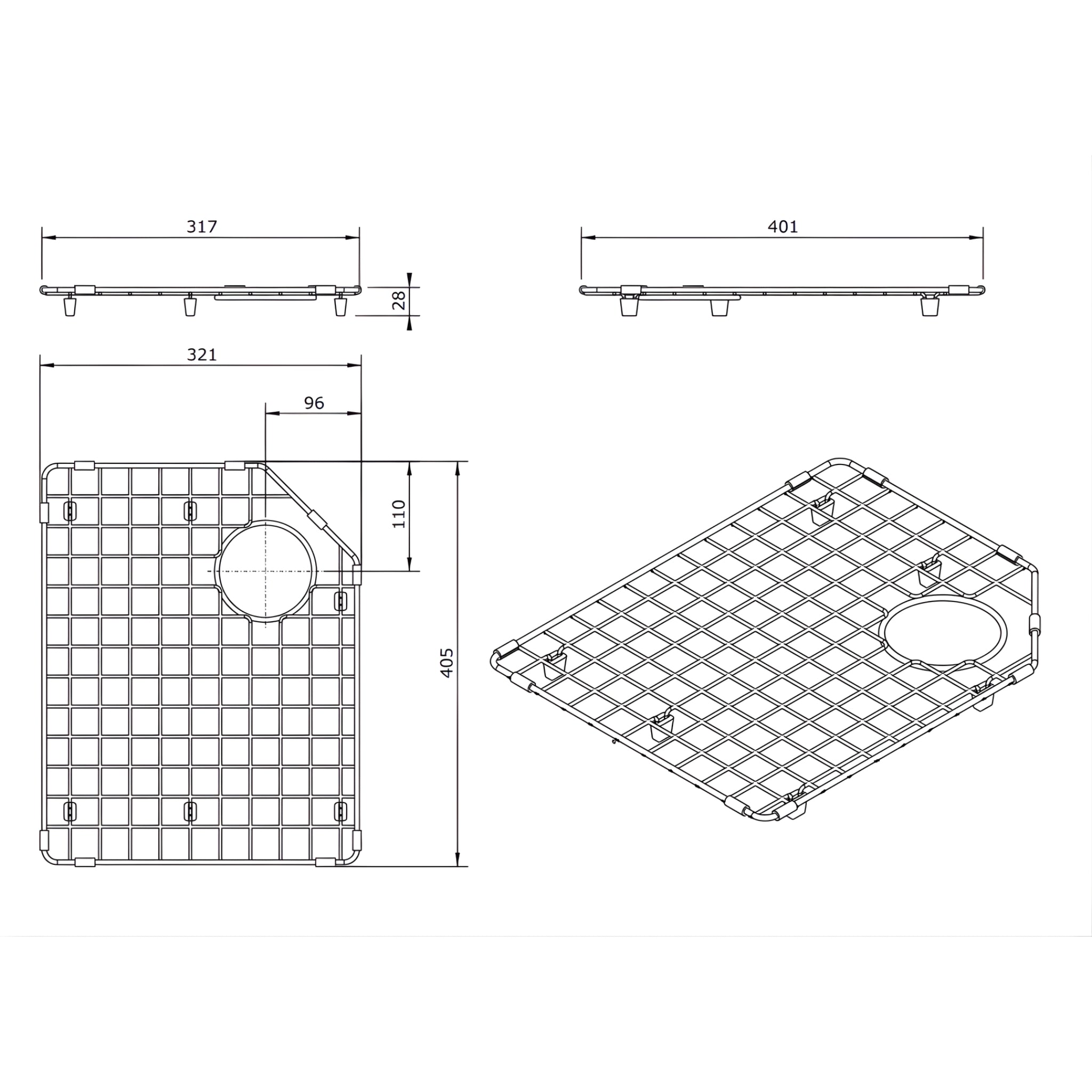 TURNER HASTINGS CHESTER LEFT HAND SIDE PROTECTIVE STAINLESS STEEL GRID 405MM BRUSHED BRASS