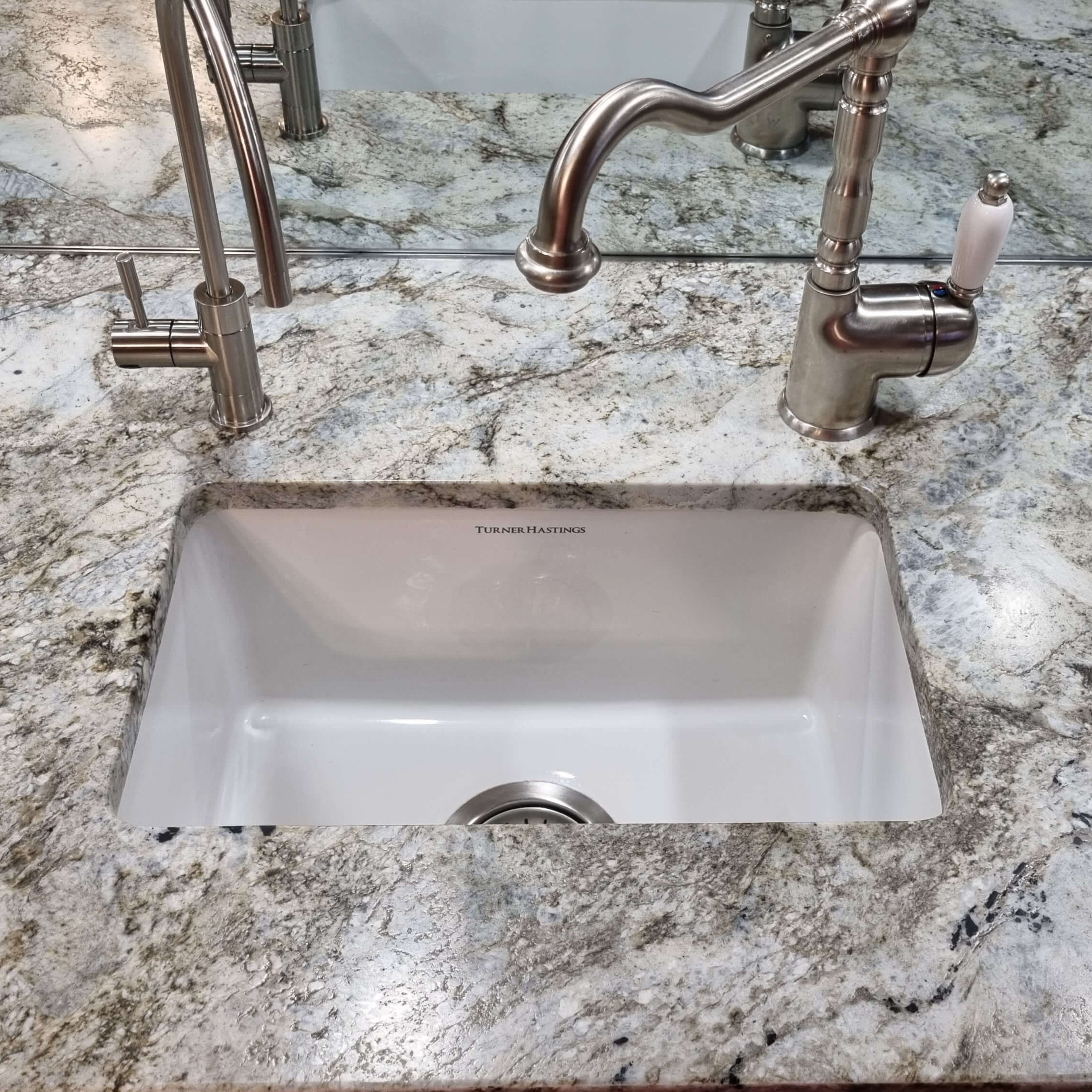 TURNER HASTINGS CUISINE INSET AND UNDERMOUNT FINE FIRECLAY SINK GLOSS WHITE 300MM