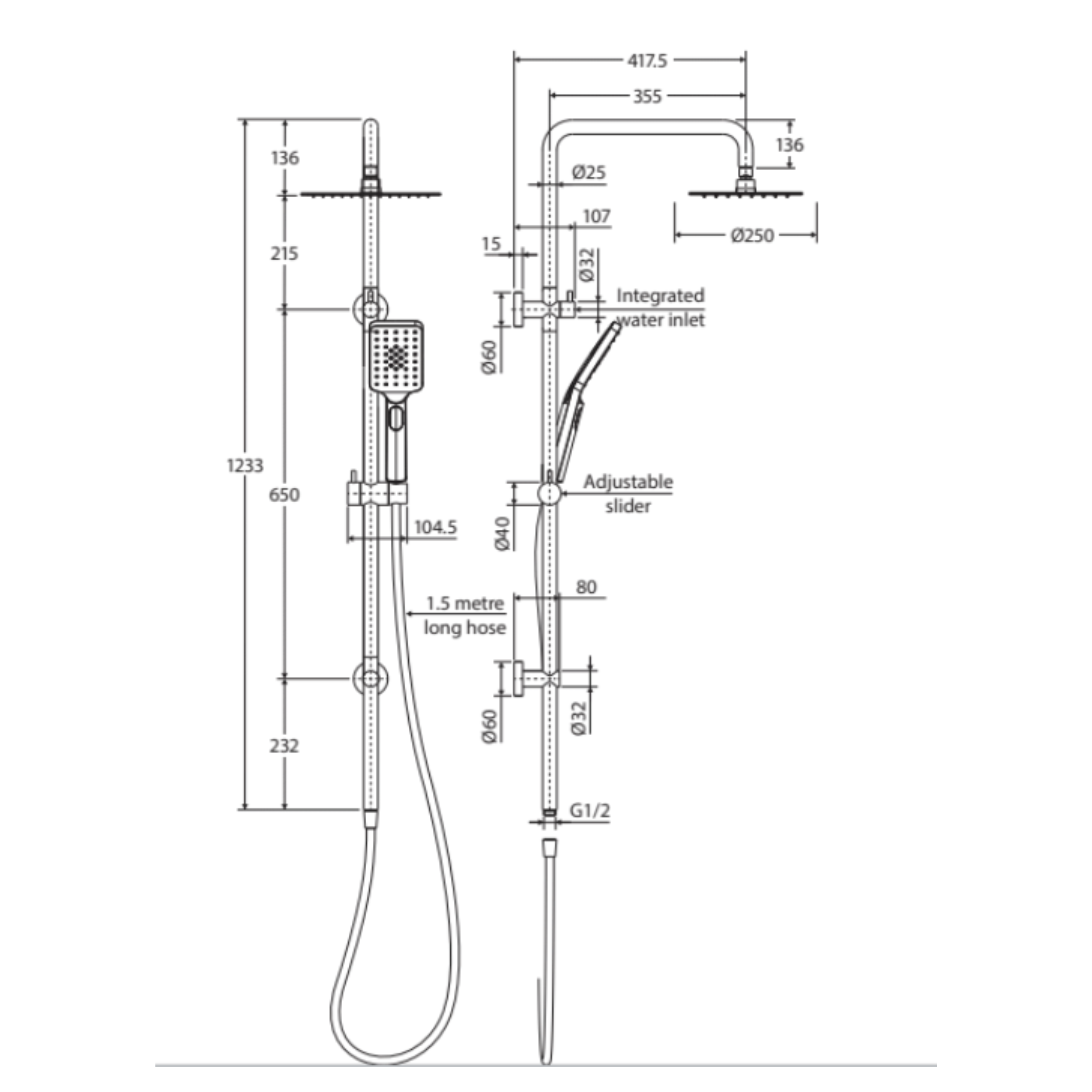 FIENZA TONO TWIN SHOWER CHROME