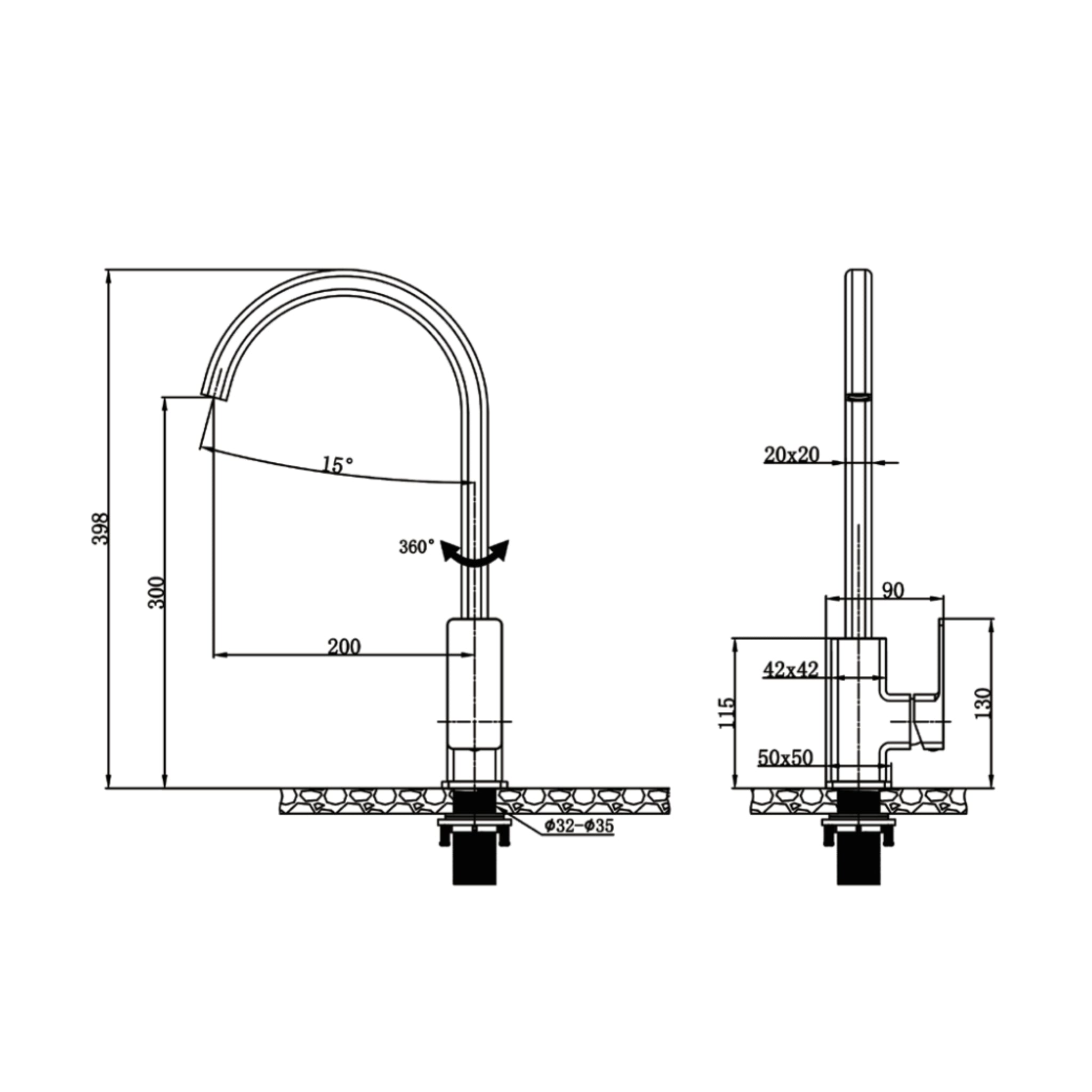 AQUAPERLA IVANO KITCHEN MIXER 398MM CHROME