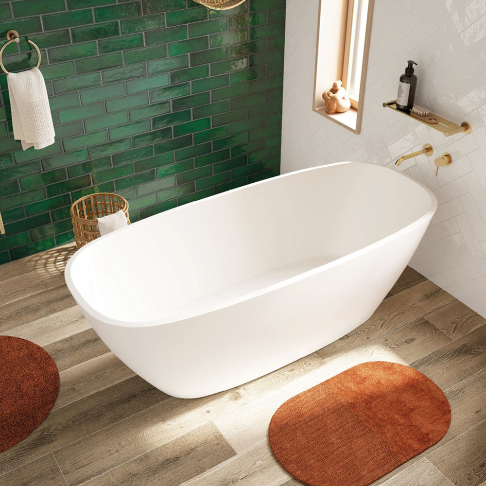 FIENZA MARISSA SOLID SURFACE FREESTANDING BATHTUB MATTE WHITE 1700MM