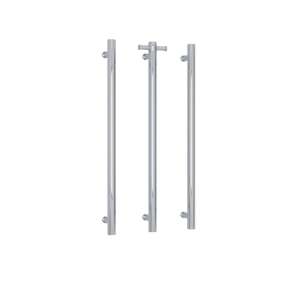 THERMOGROUP ROUND VERTICAL HEATED SINGLE TOWEL RAIL POLISHED STAINLESS STEEL 900MM