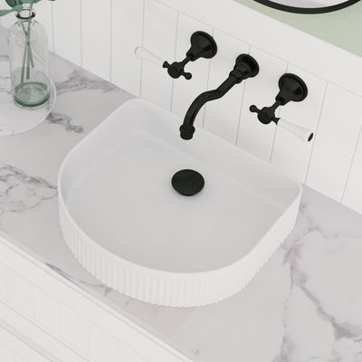 FIENZA ELEANOR FLUTED ABOVE COUNTER BASIN GLOSS WHITE 415MM