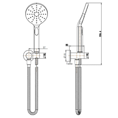IKON CORA HAND SHOWER 335MM BRUSHED GOLD