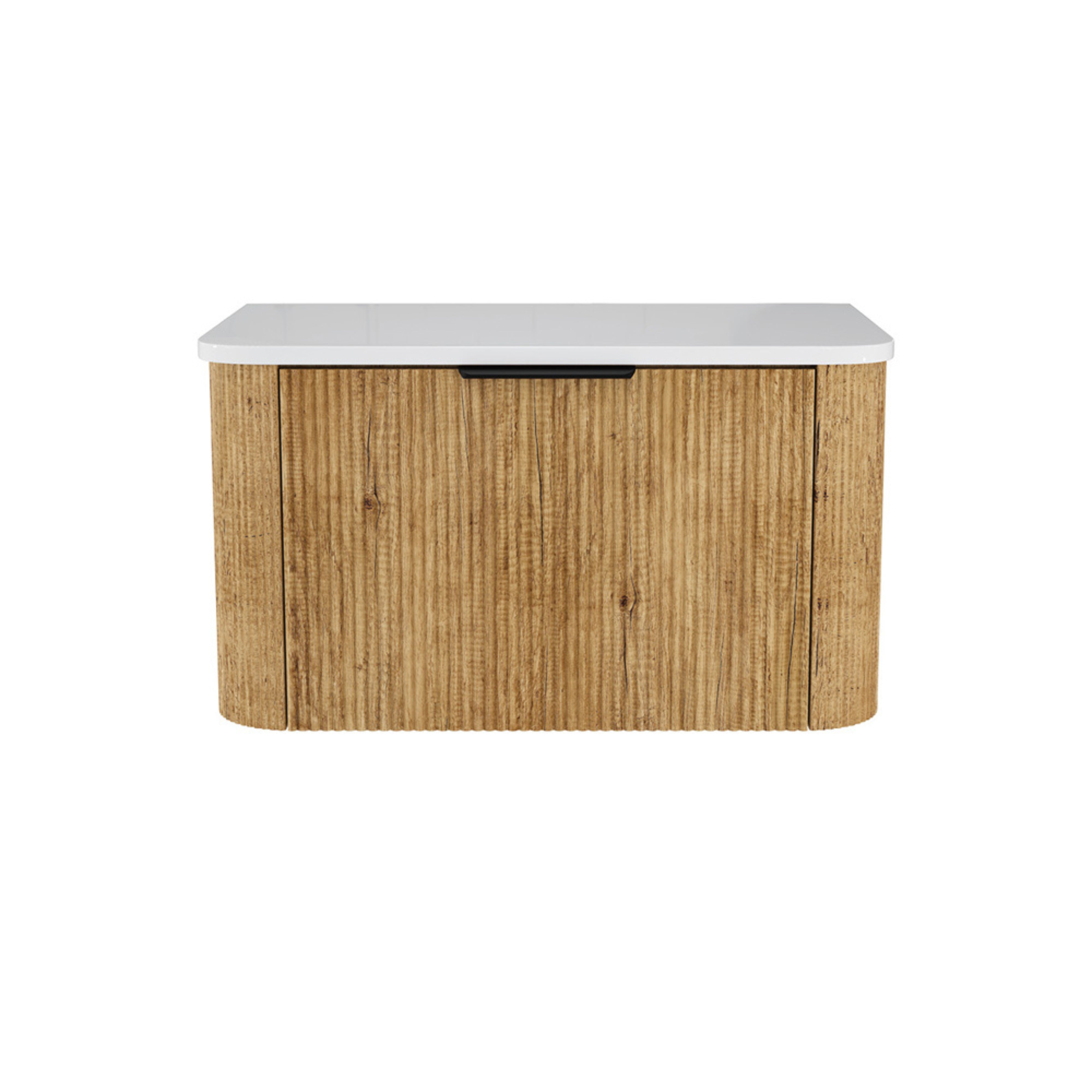 FIENZA MINKA SCANDI OAK FLUTED 750MM CURVE SINGLE BOWL WALL HUNG VANITY