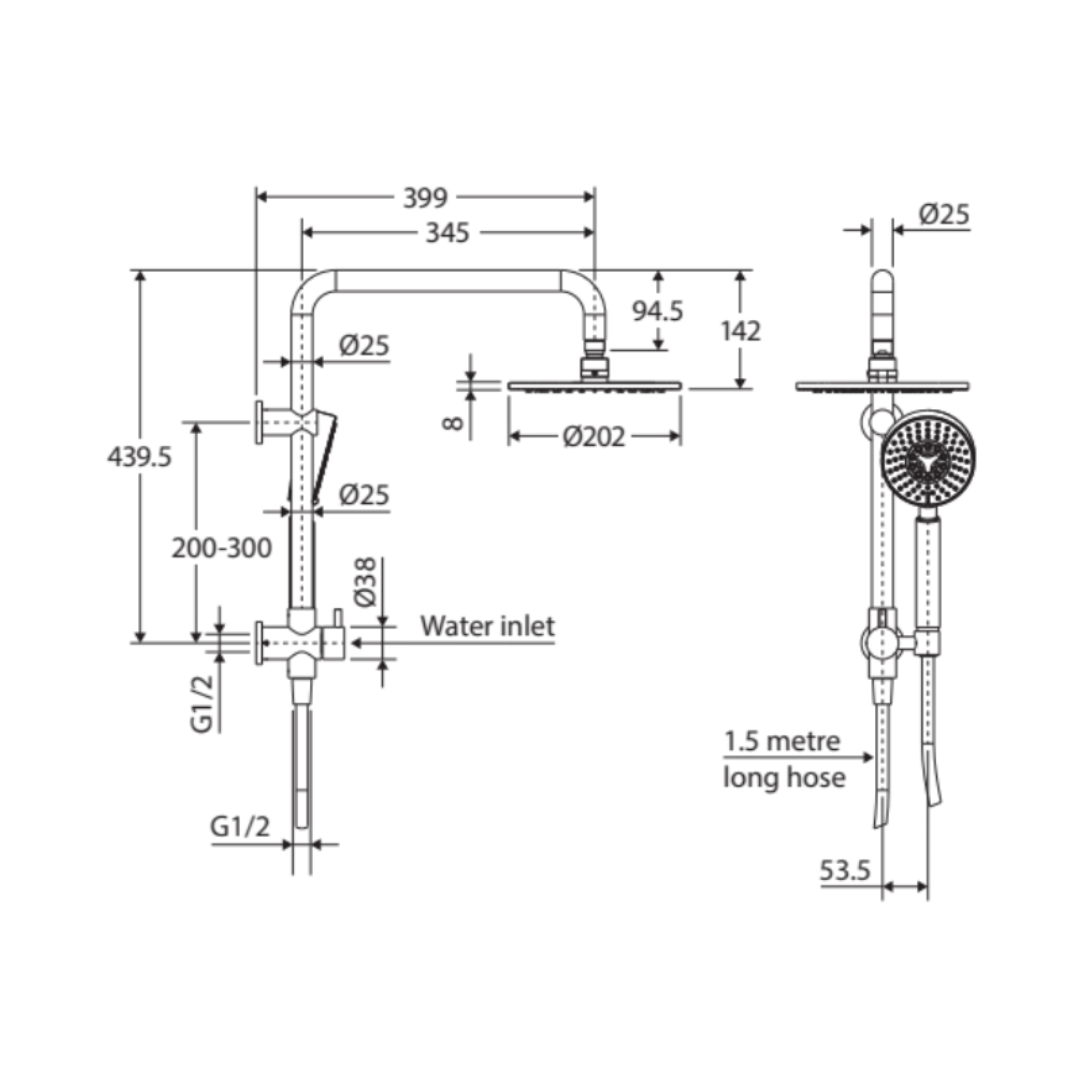 FIENZA ISABELLA TWIN HALF-RAIL SHOWER CHROME