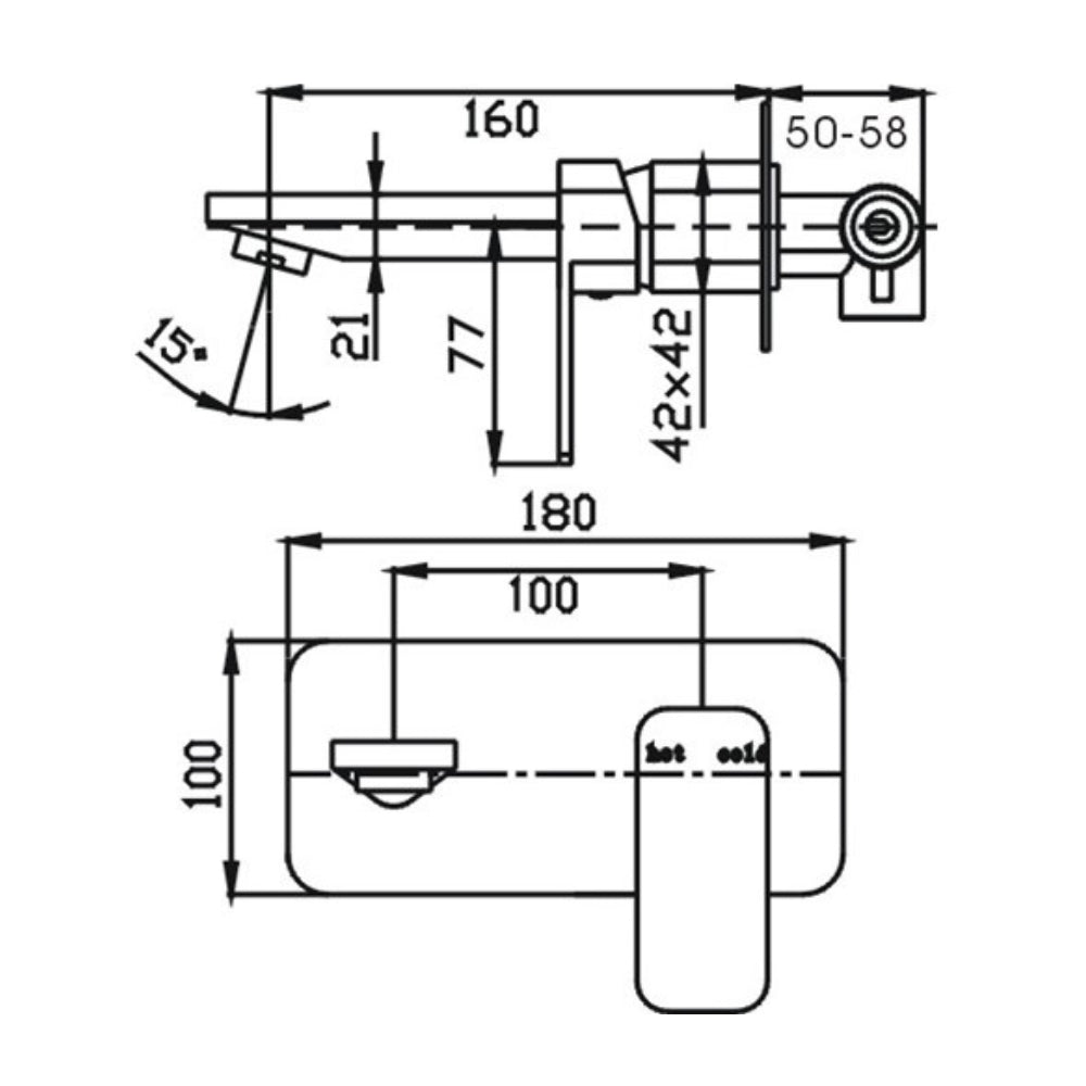 HELLYCAR ELEGANT LEAD FREE WALL MIXER WITH OUTLET 180MM CHROME