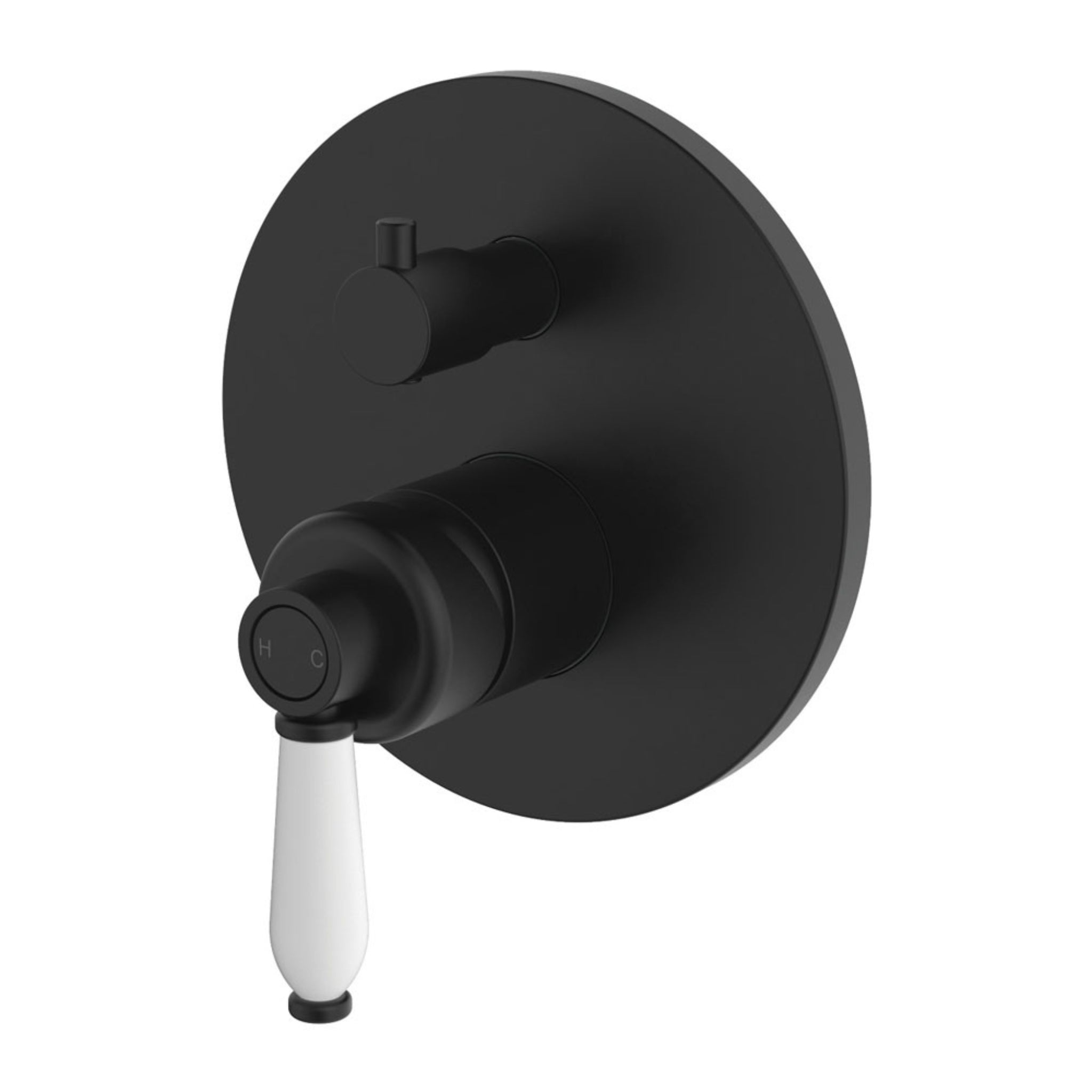 FIENZA ELEANOR WALL DIVERTER MIXER CERAMIC HANDLE MATTE BLACK