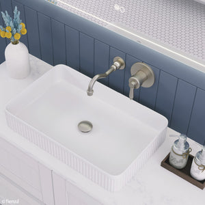 FIENZA ELEANOR WALL BASIN/BATH MIXER SET 215MM BRUSHED NICKEL