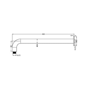 NERO ZEN ROUND SHOWER ARM 400MM BRUSHED GOLD