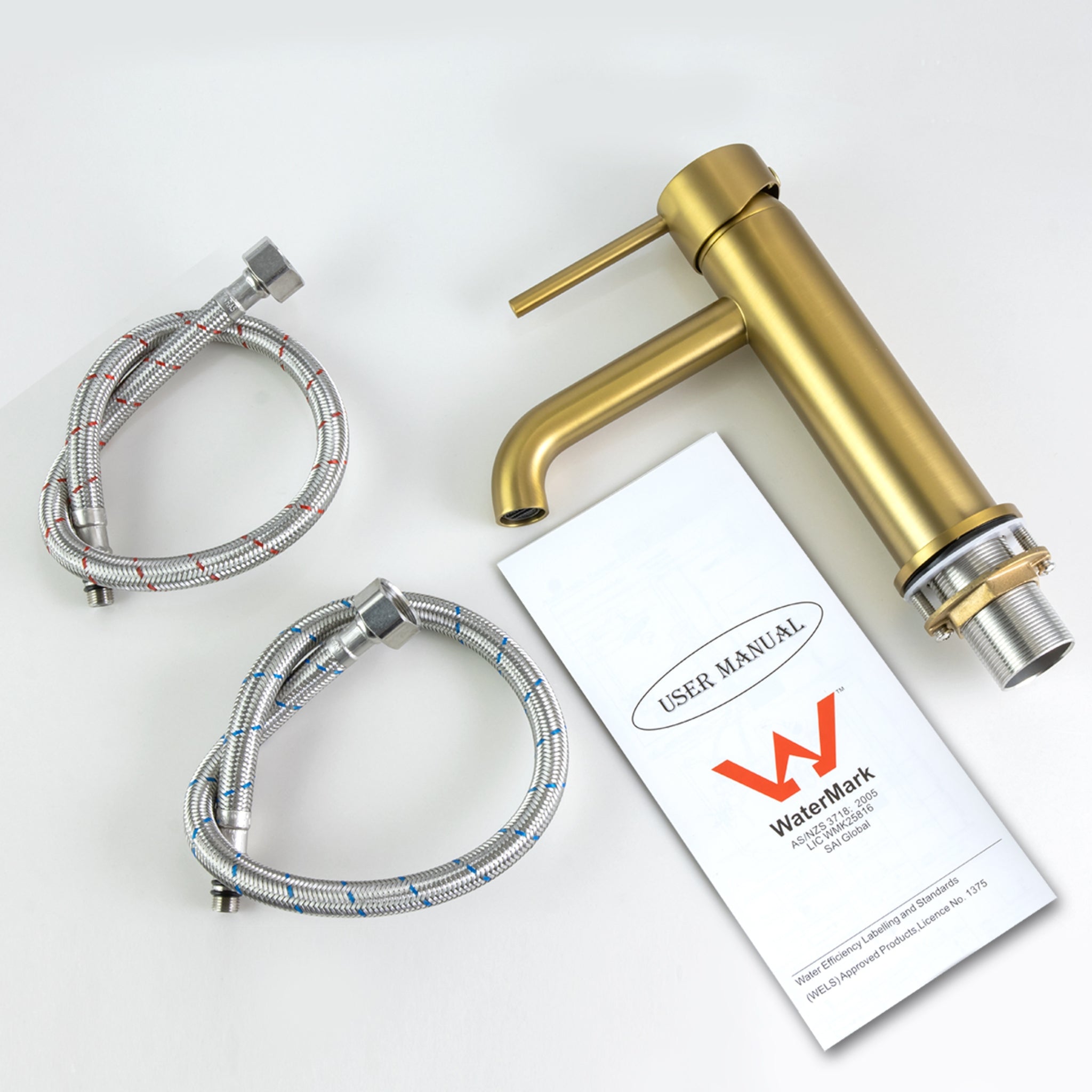 AQUAPERLA LUCID PIN BASIN MIXER 177MM BRUSHED BRASS