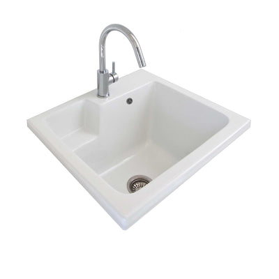 SEIMA EVA 620 SINGLE BOWL LAUNDRY SINK WITH TAPHOLE AND OVERFLOW GLOSS WHITE 620MM